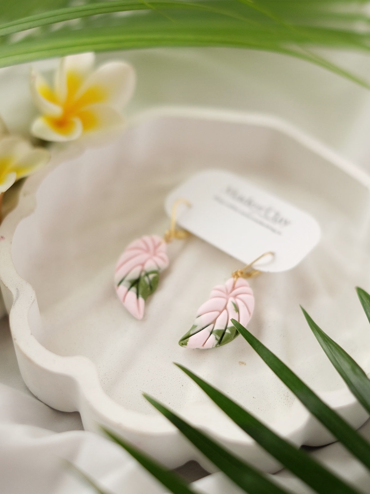 Blush Begonia Leaf Earrings