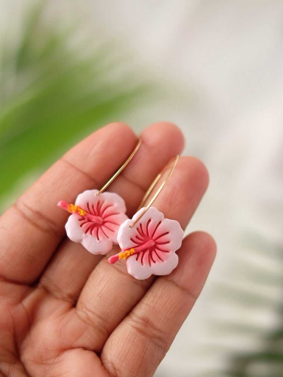 Blush Pink Hibiscus Hoops