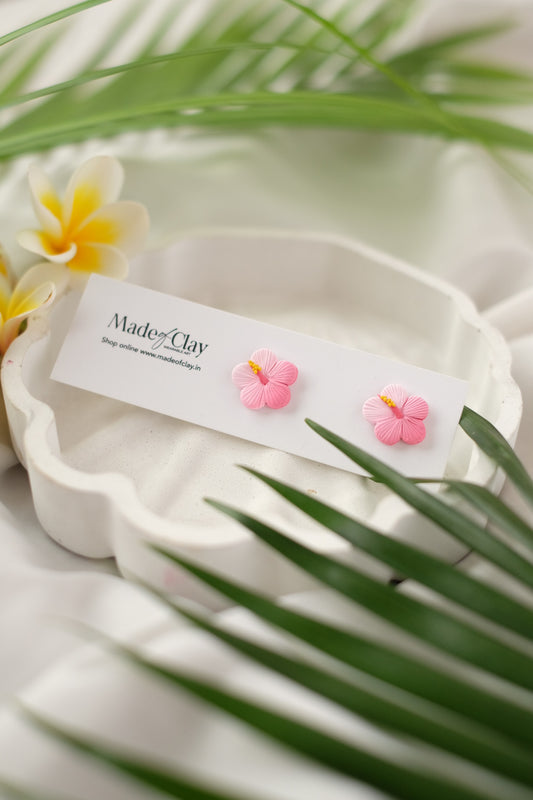 Pink Blush Hibiscus Mini Studs