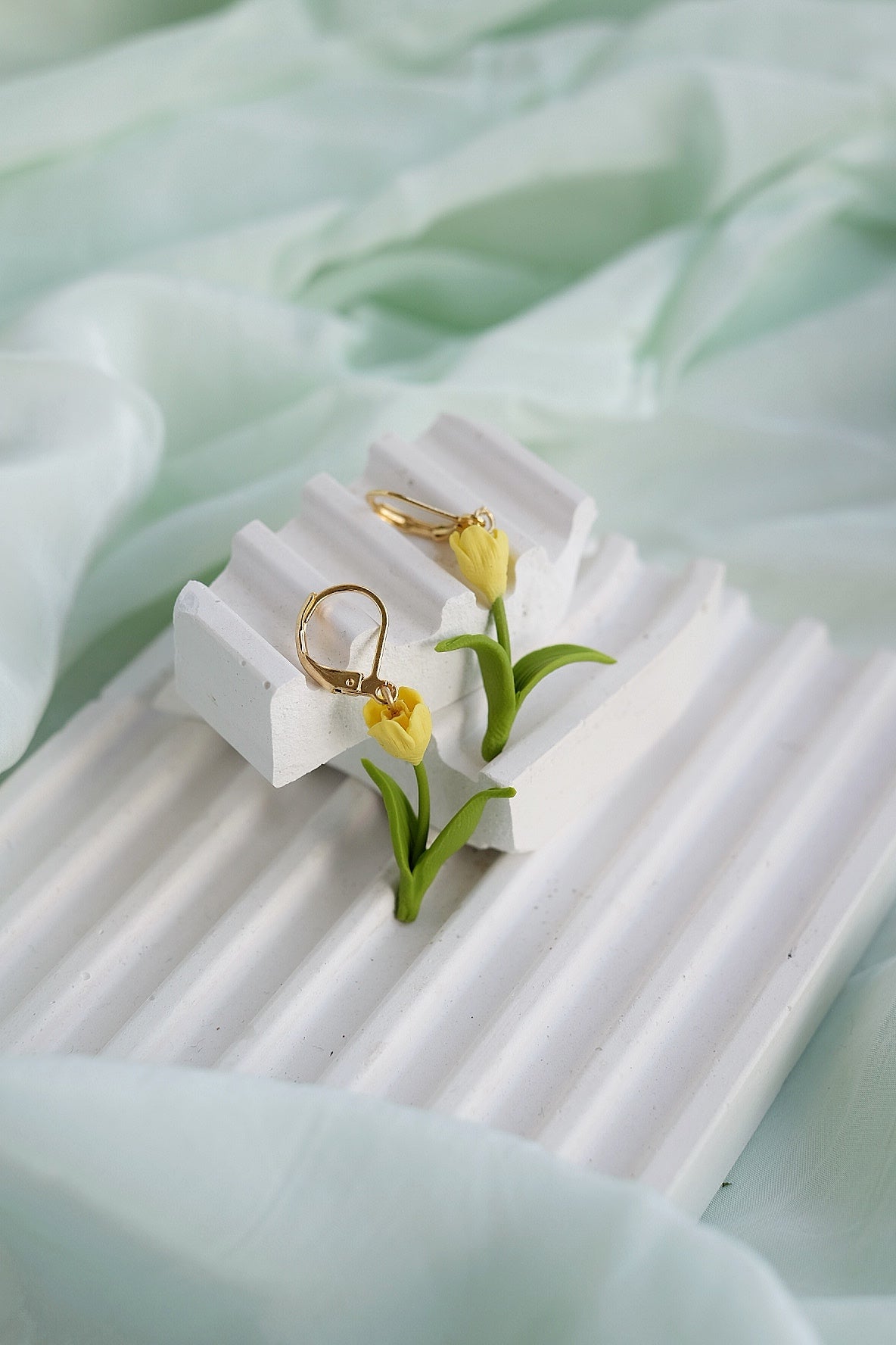 Yellow Tulip Hoops