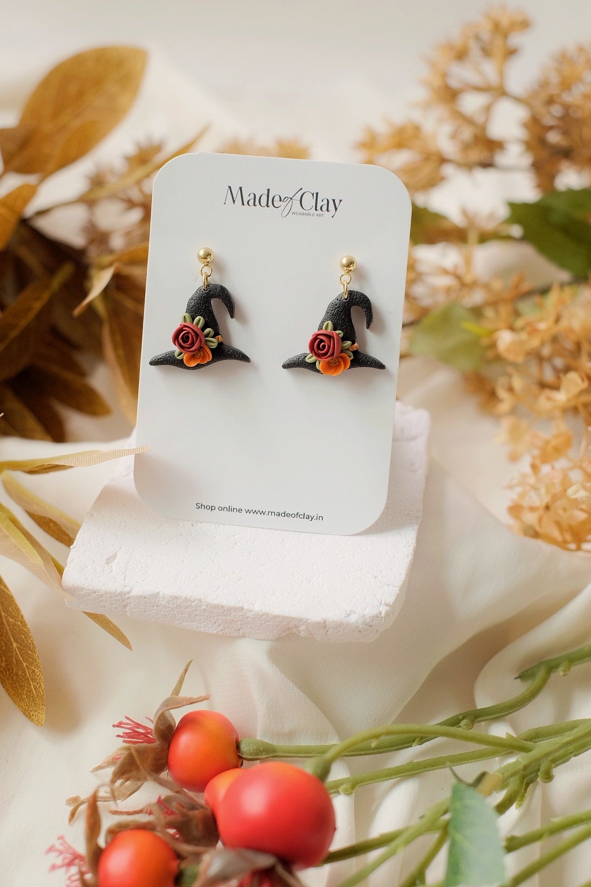 Floral Witch Hat Earrings