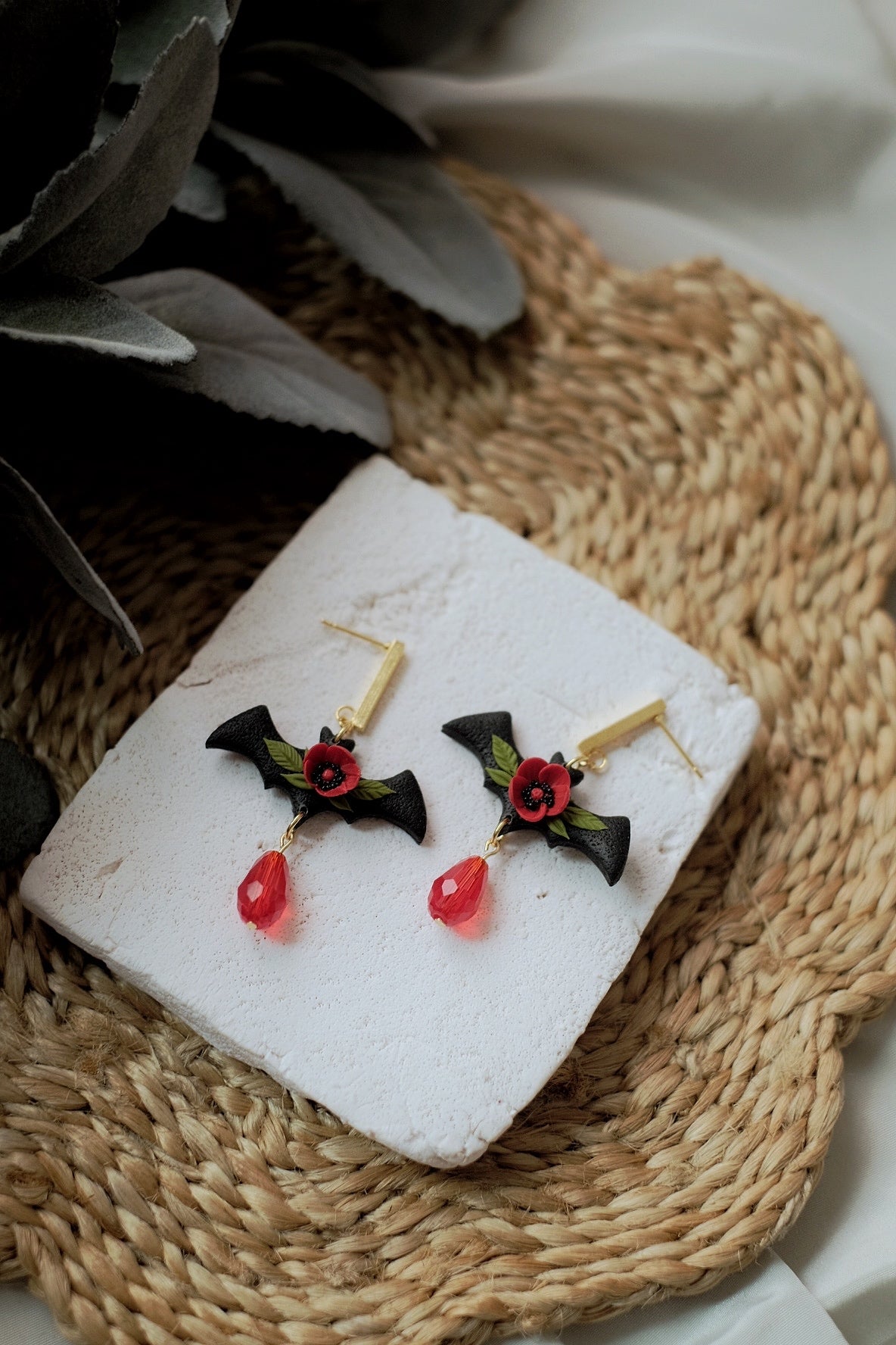 Floral Bat Earrings