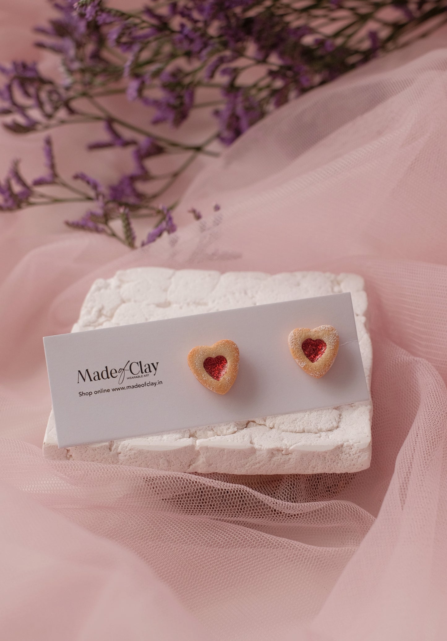Raspberry Linzer Love Studs