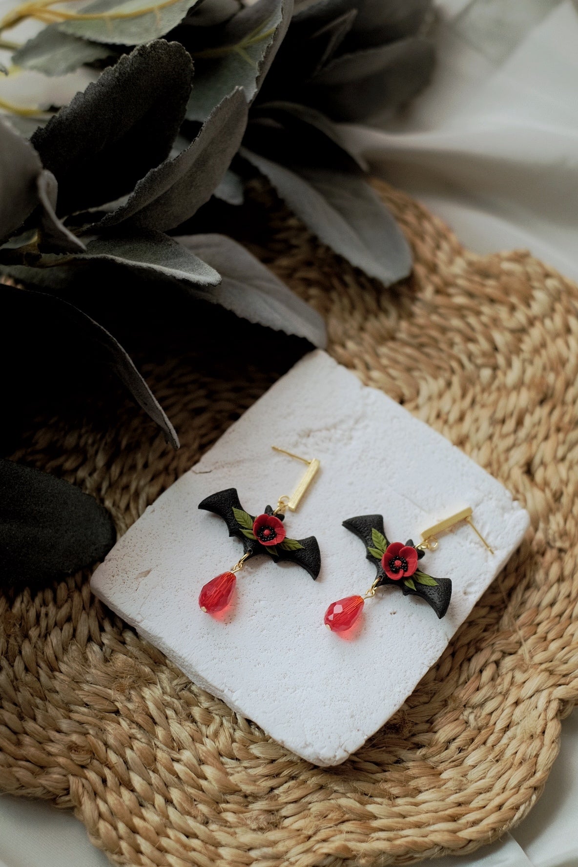 Floral Bat Earrings