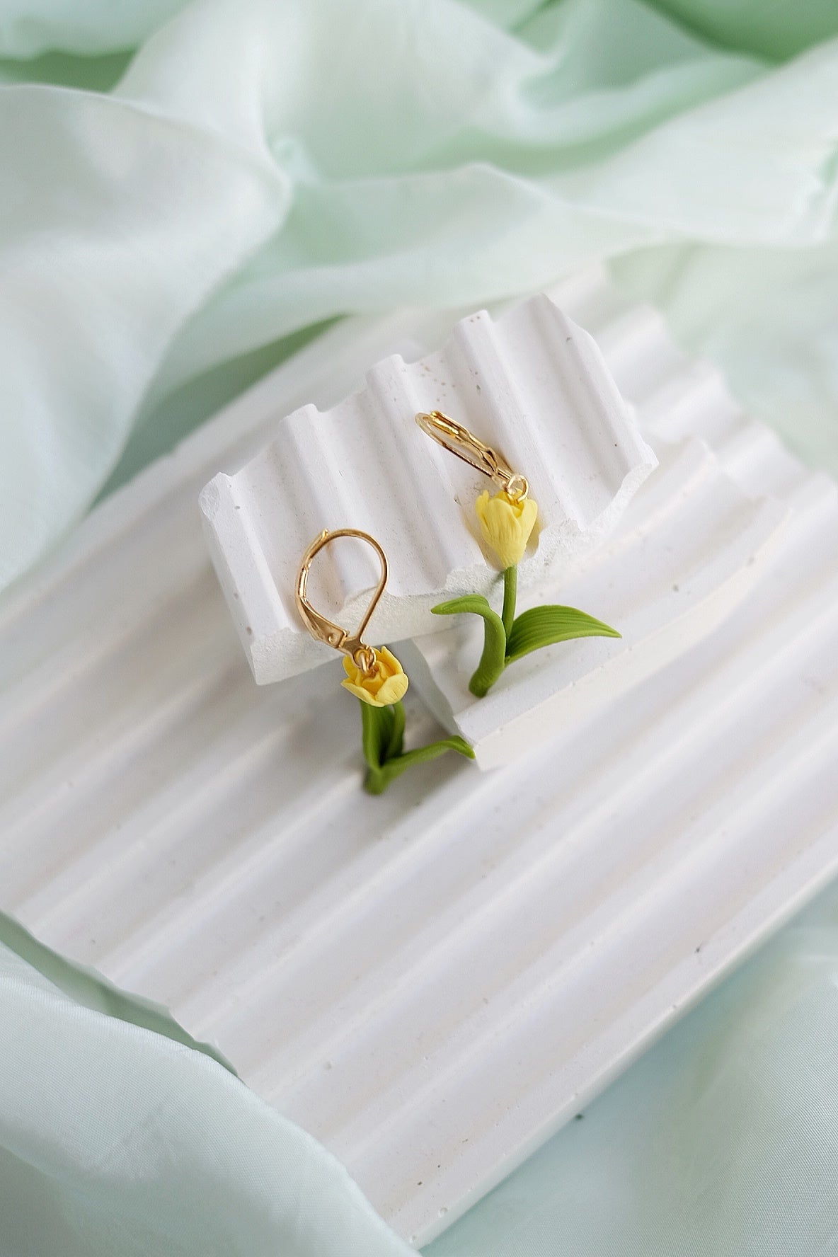 Yellow Tulip Hoops