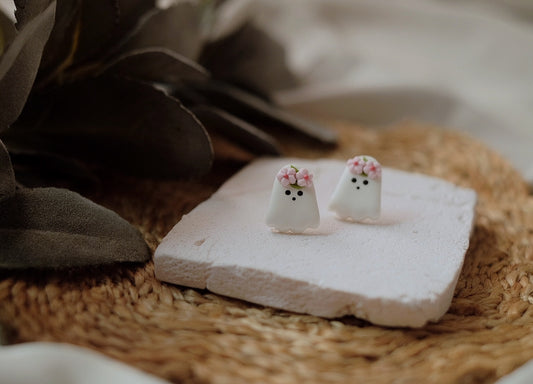 Cute Floral Ghost Studs