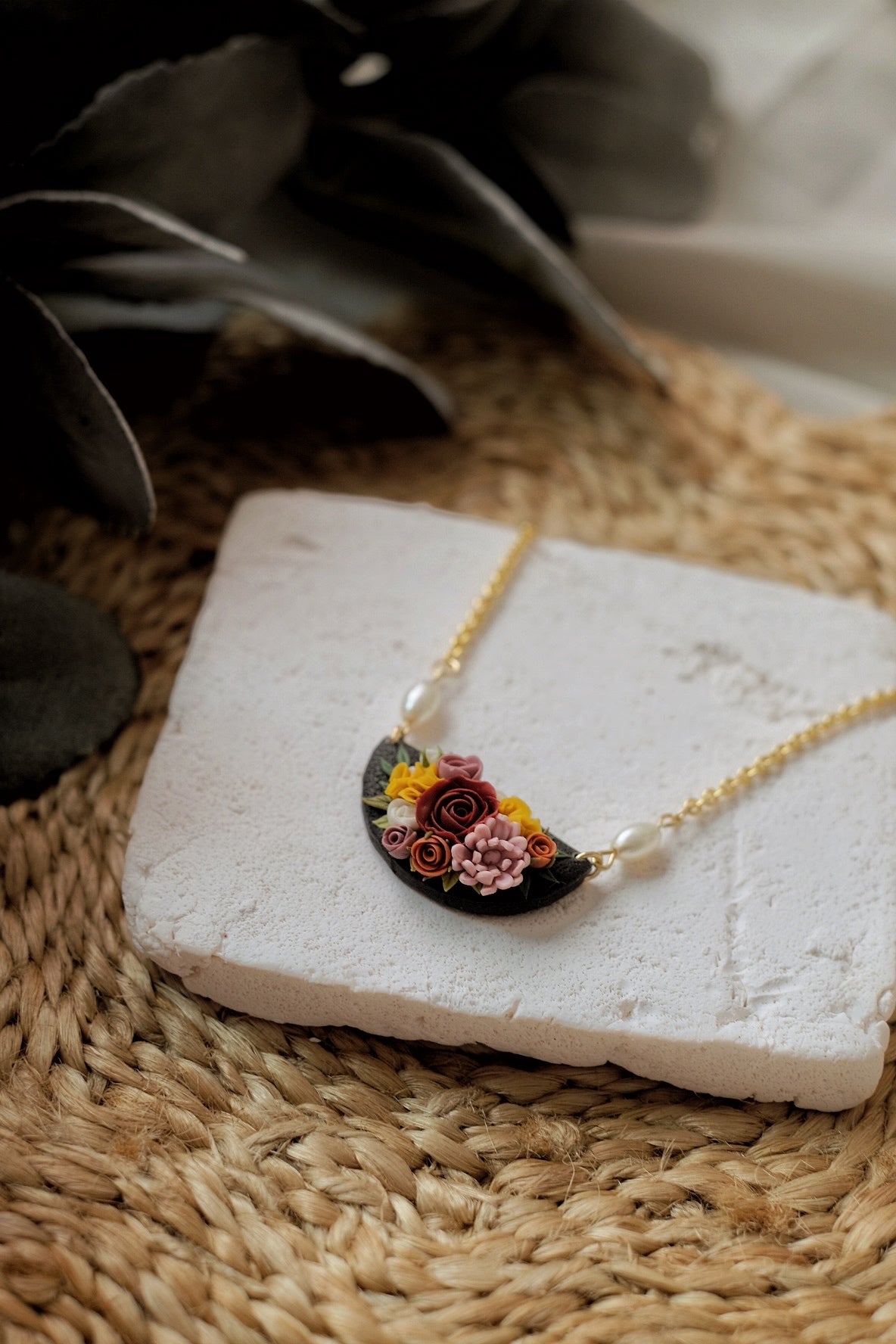Autumn Noir Blossom Pendant
