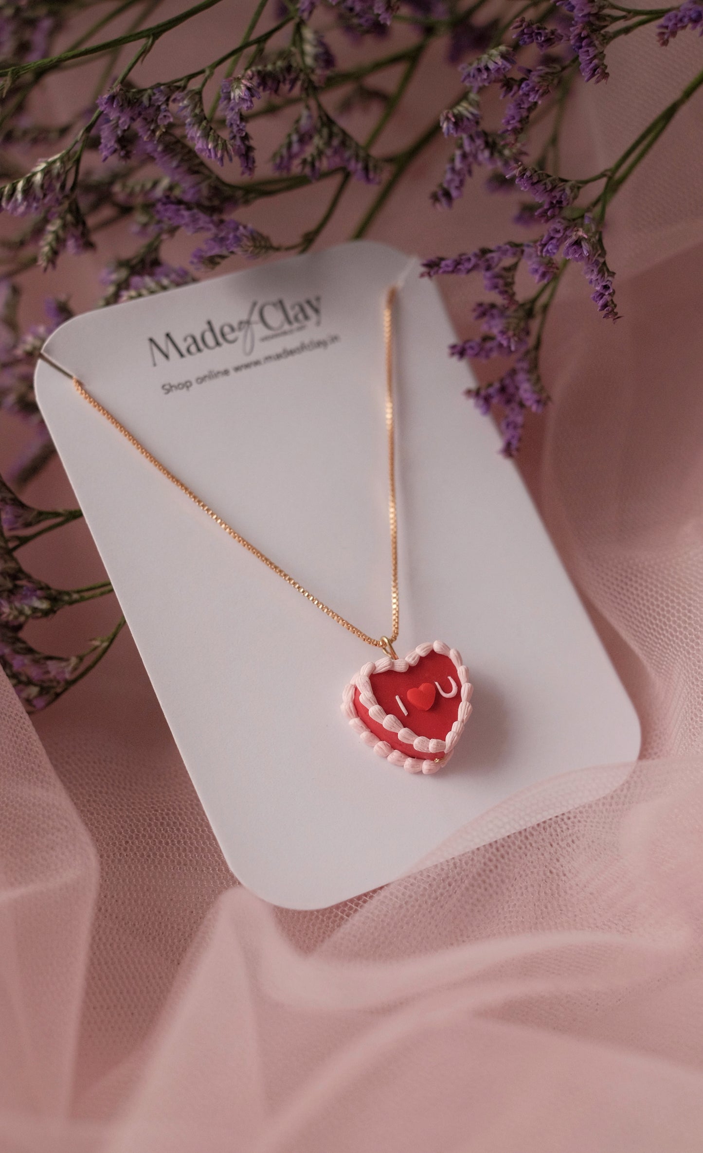 Velvet Heart Slice Pendant