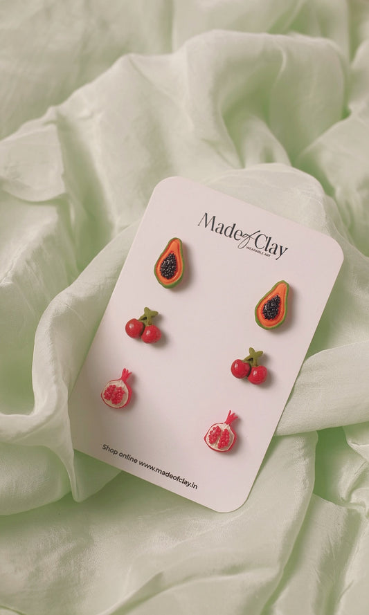 Fruit Salad Studs (Papaya, Cherry, Pomegranate)
