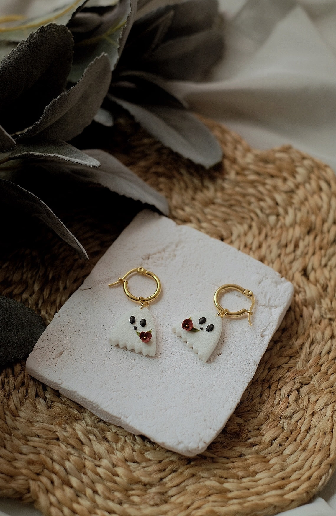 Adorable Floral Ghost Hoops
