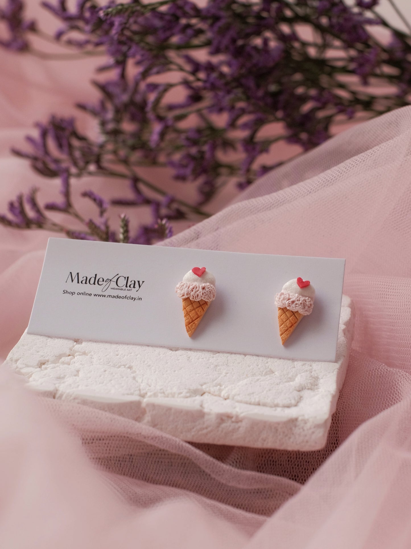Cherry Vanilla Waffle Cone Studs