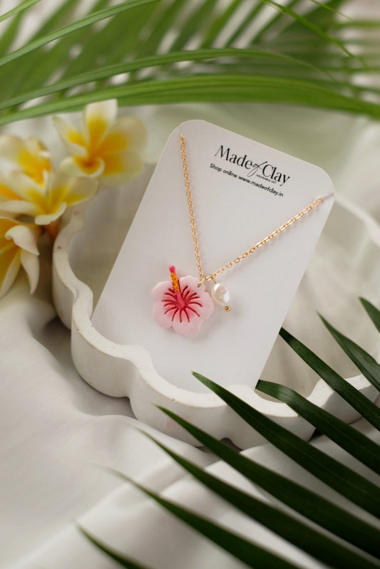 Pink Blush Hibiscus Pendant