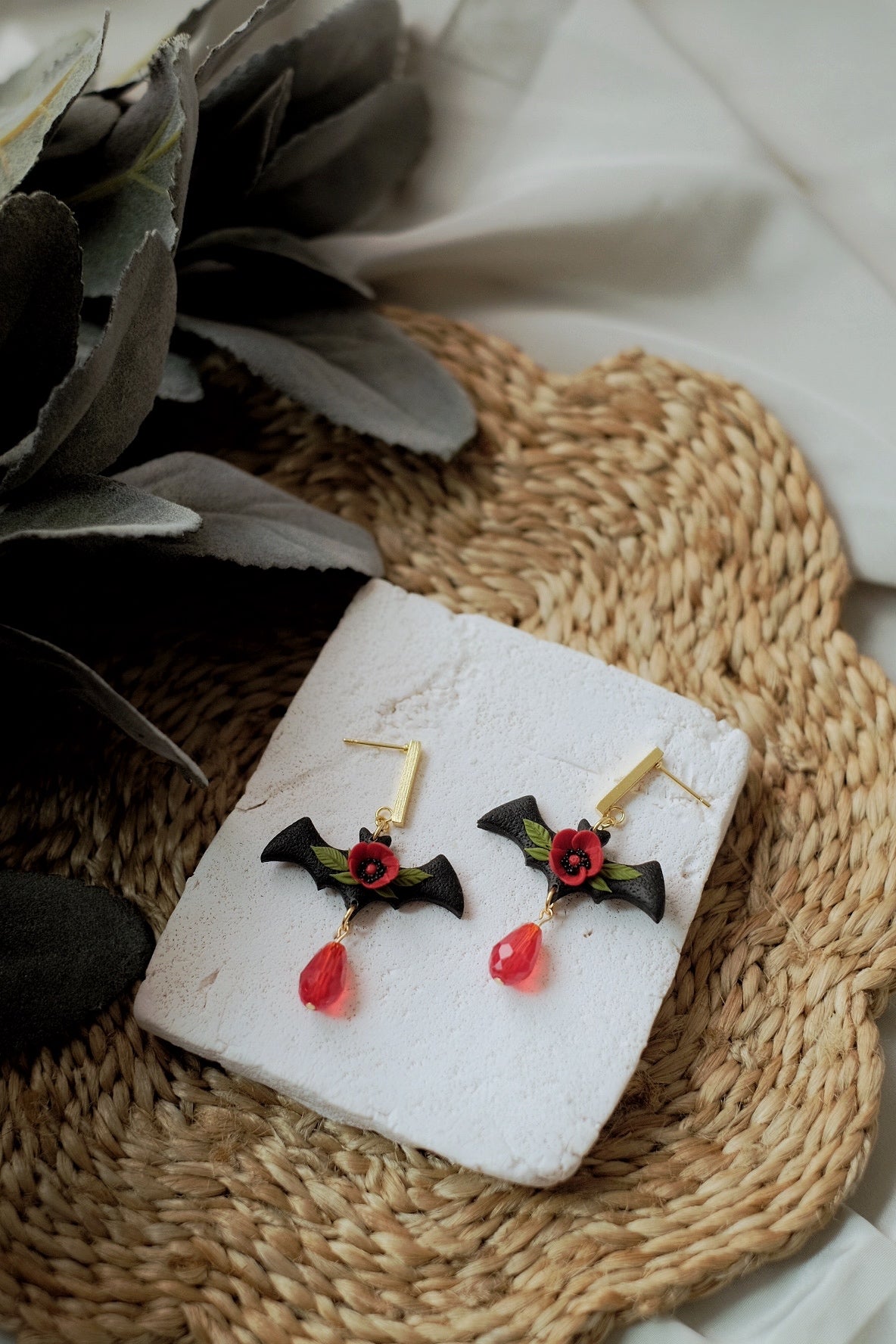 Floral Bat Earrings