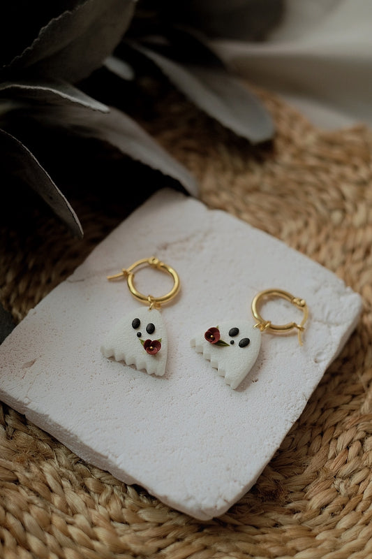 Adorable Floral Ghost Hoops