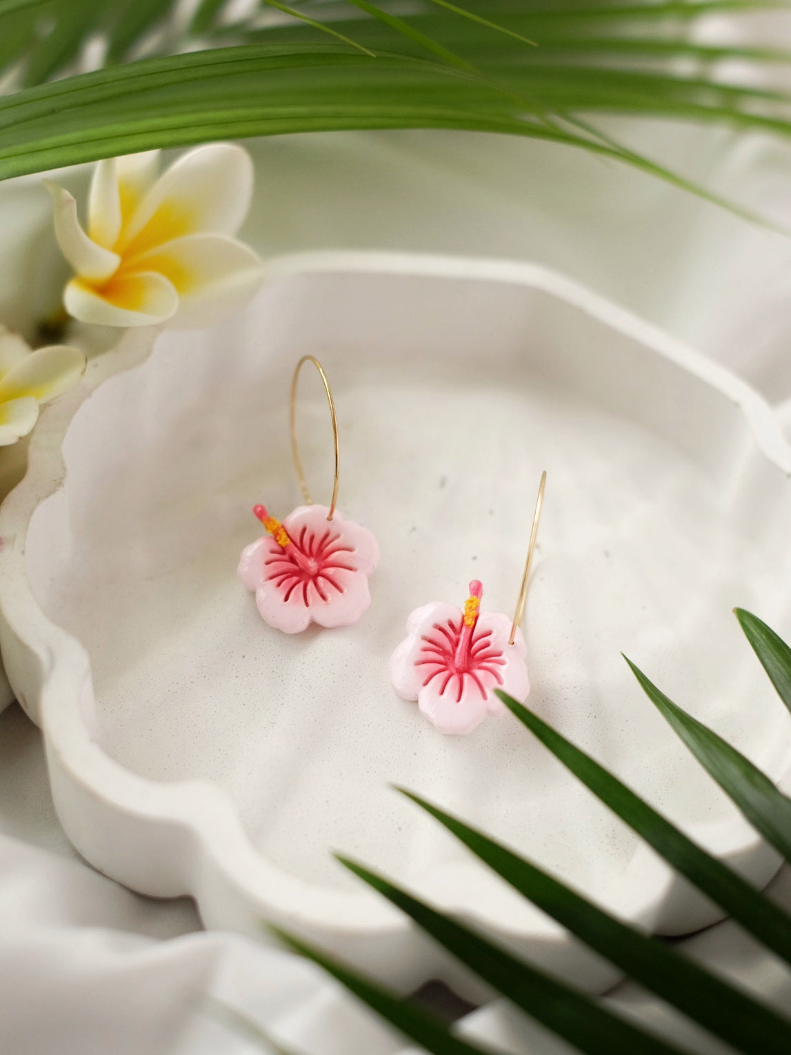 Blush Pink Hibiscus Hoops