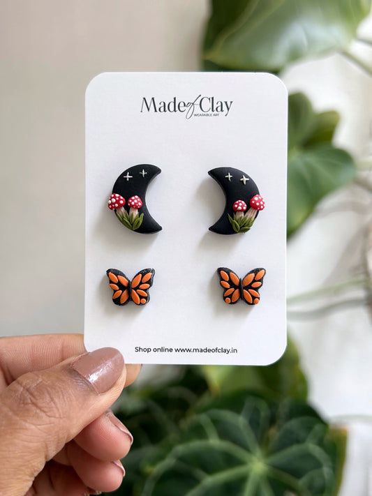 Halfmoon Mush & Butterfly Studs