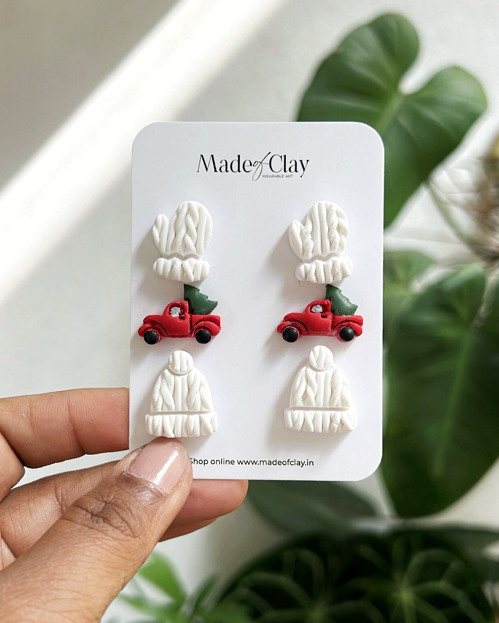 Christmas Studs - Gloves, Red Truck and Beanie Cap
