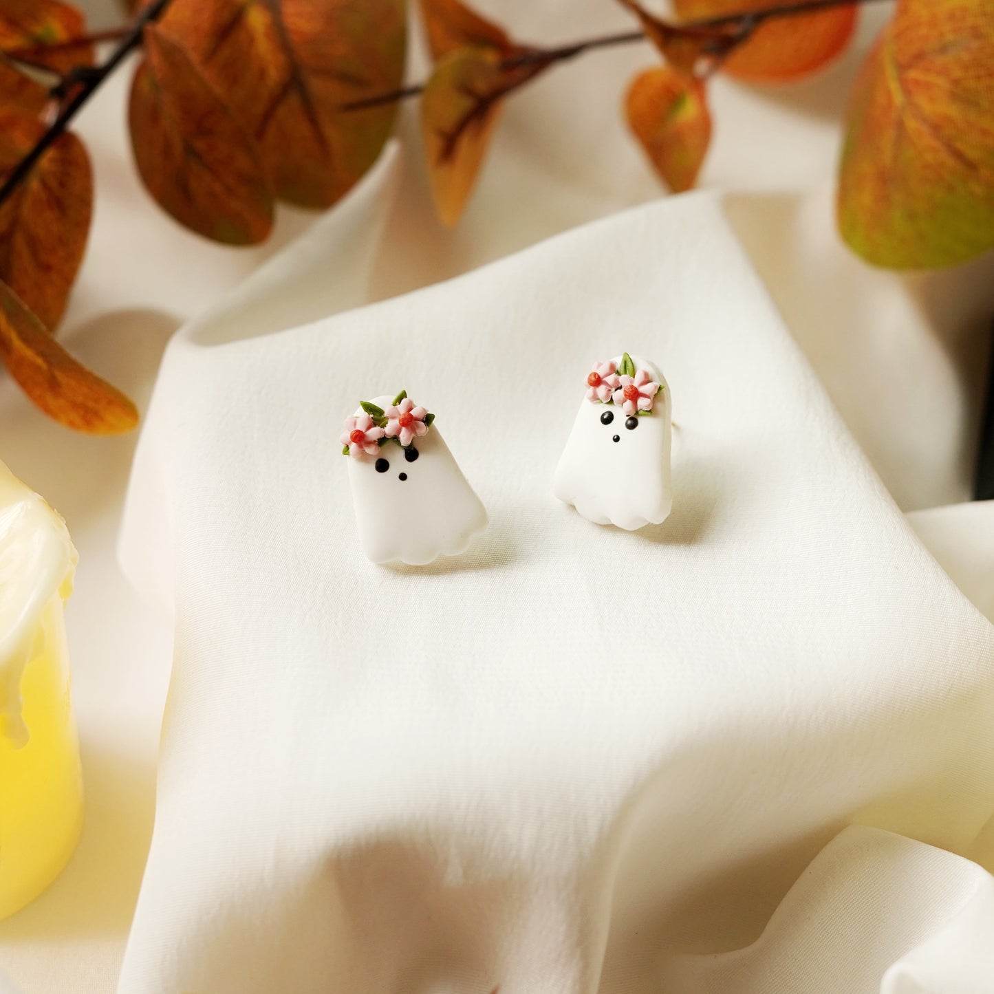 Cute Floral Ghost Studs