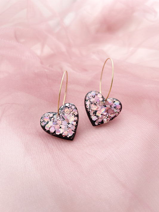 The Endless love - Black Heart with Gold Glitters