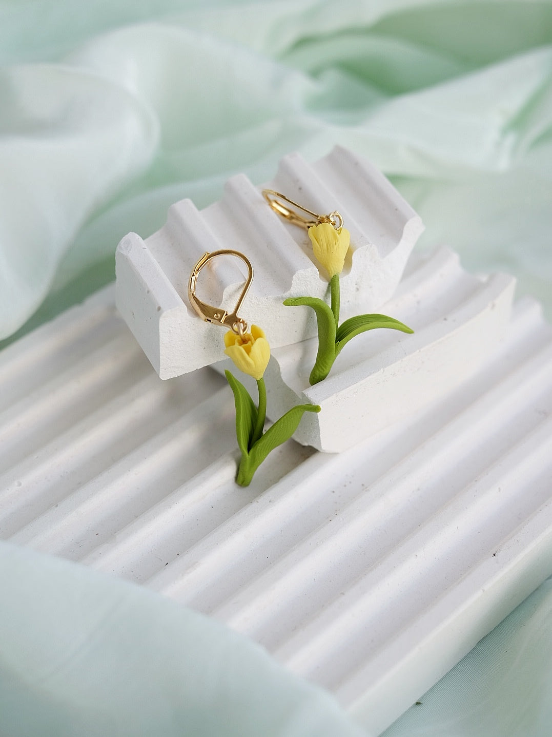 Yellow Tulip Hoops