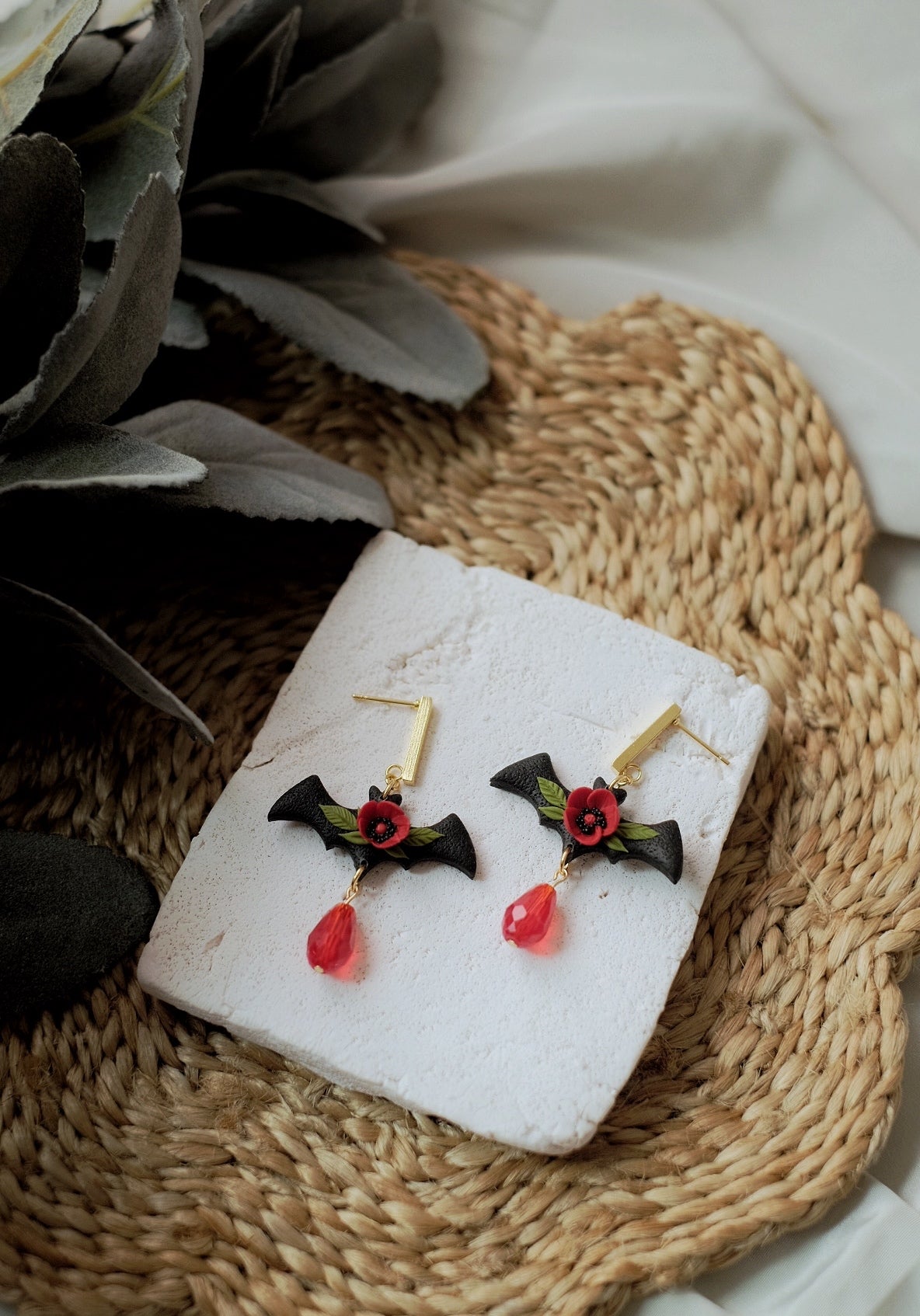 Floral Bat Earrings