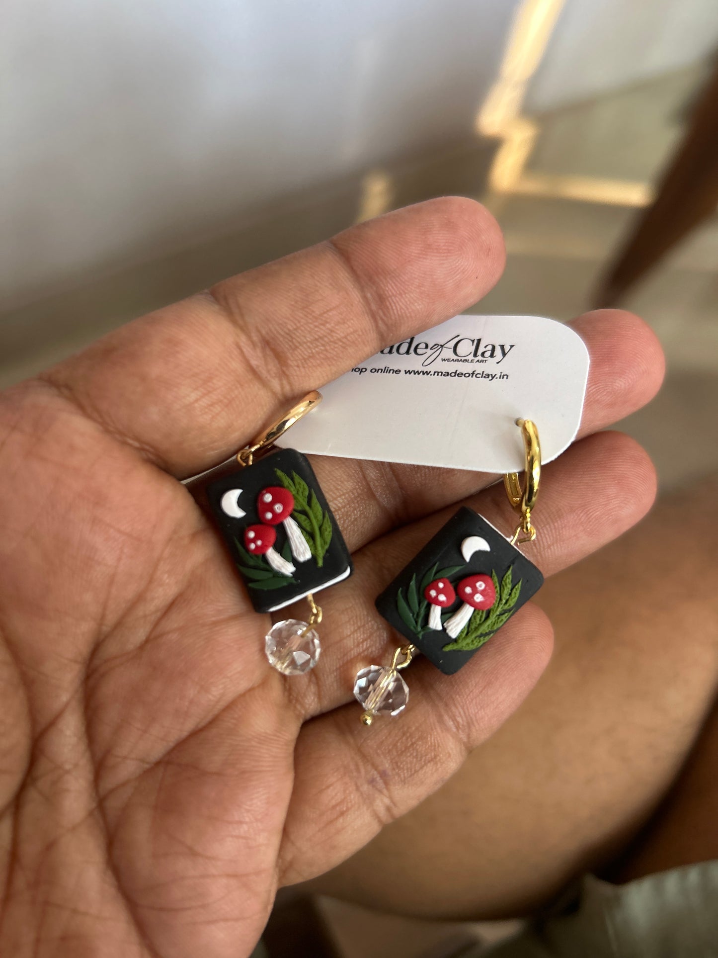 Mushroom book earrings
