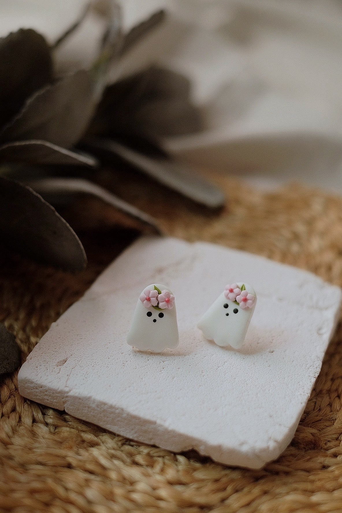 Cute Floral Ghost Studs