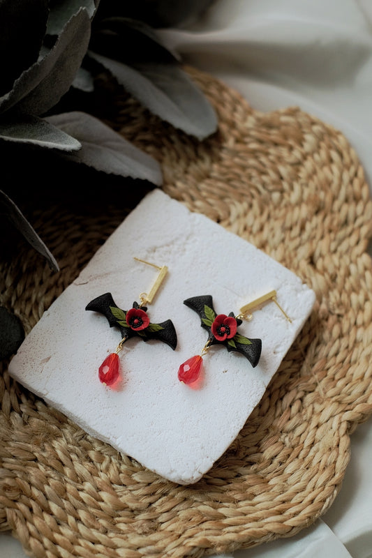 Floral Bat Earrings
