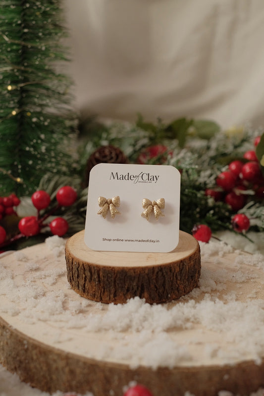 Shimmery Gold Mini Ribbon Studs