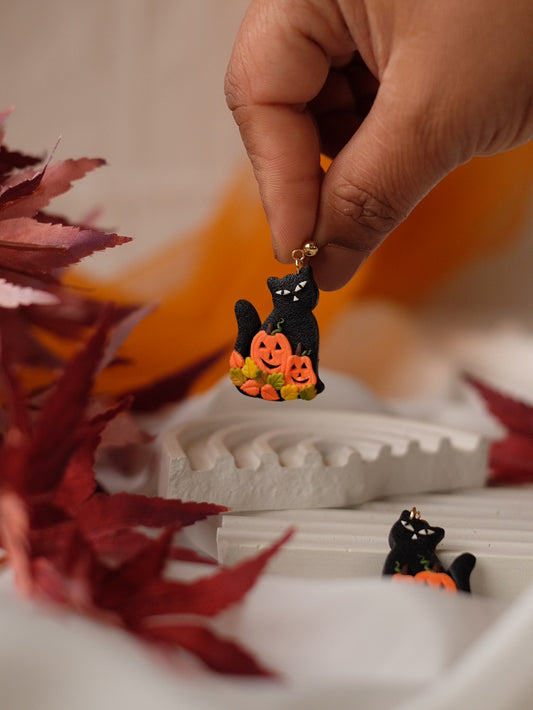 The Jack-o'-Lantern Kitties Earrings