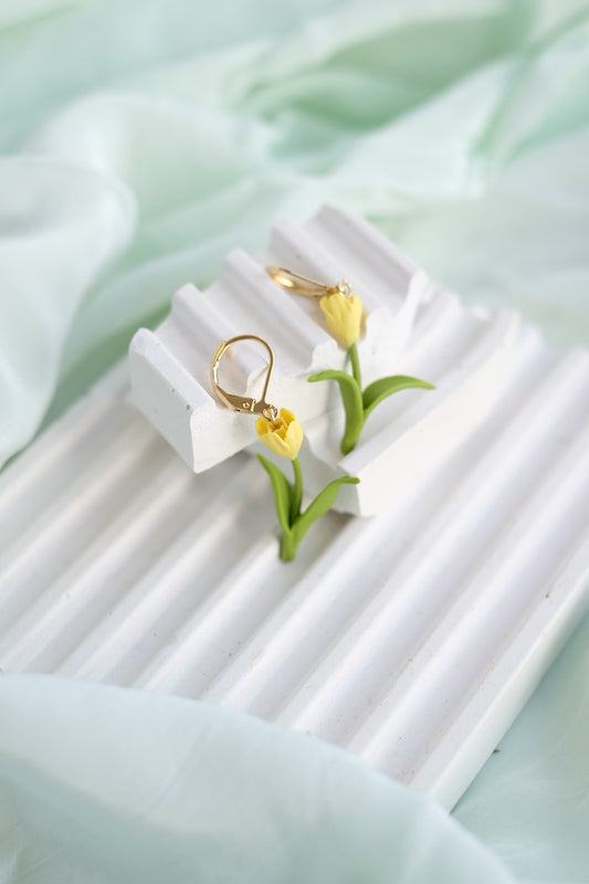 Yellow Tulip Hoops