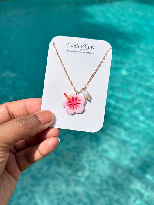 Pink Blush Hibiscus Pendant