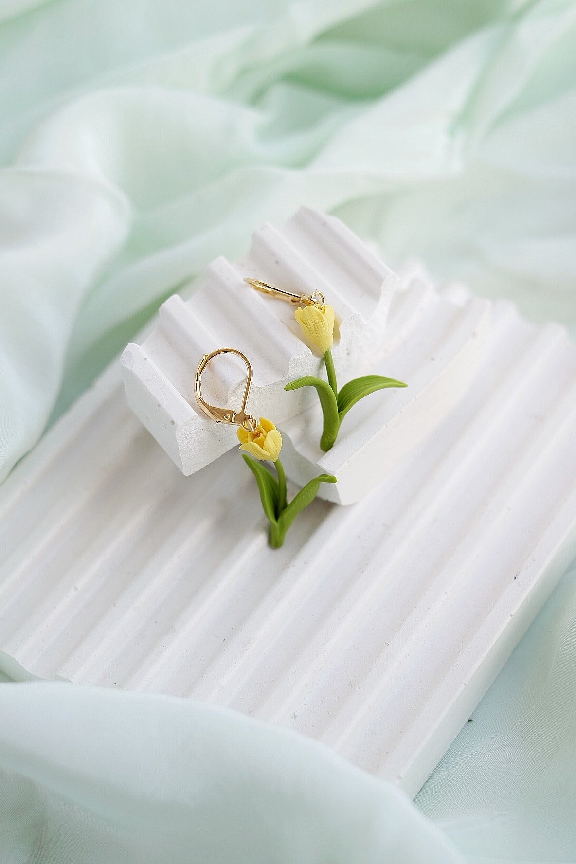 Yellow Tulip Hoops