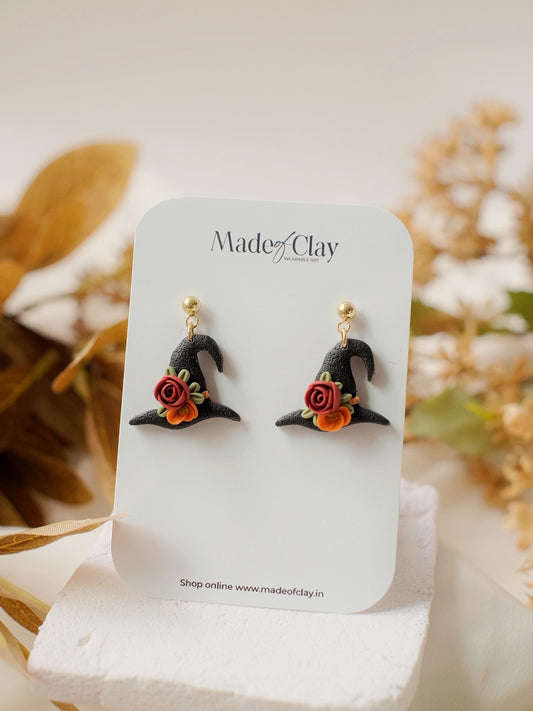 Floral Witch Hat Earrings