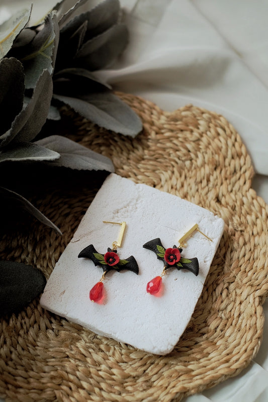 Floral Bat Earrings