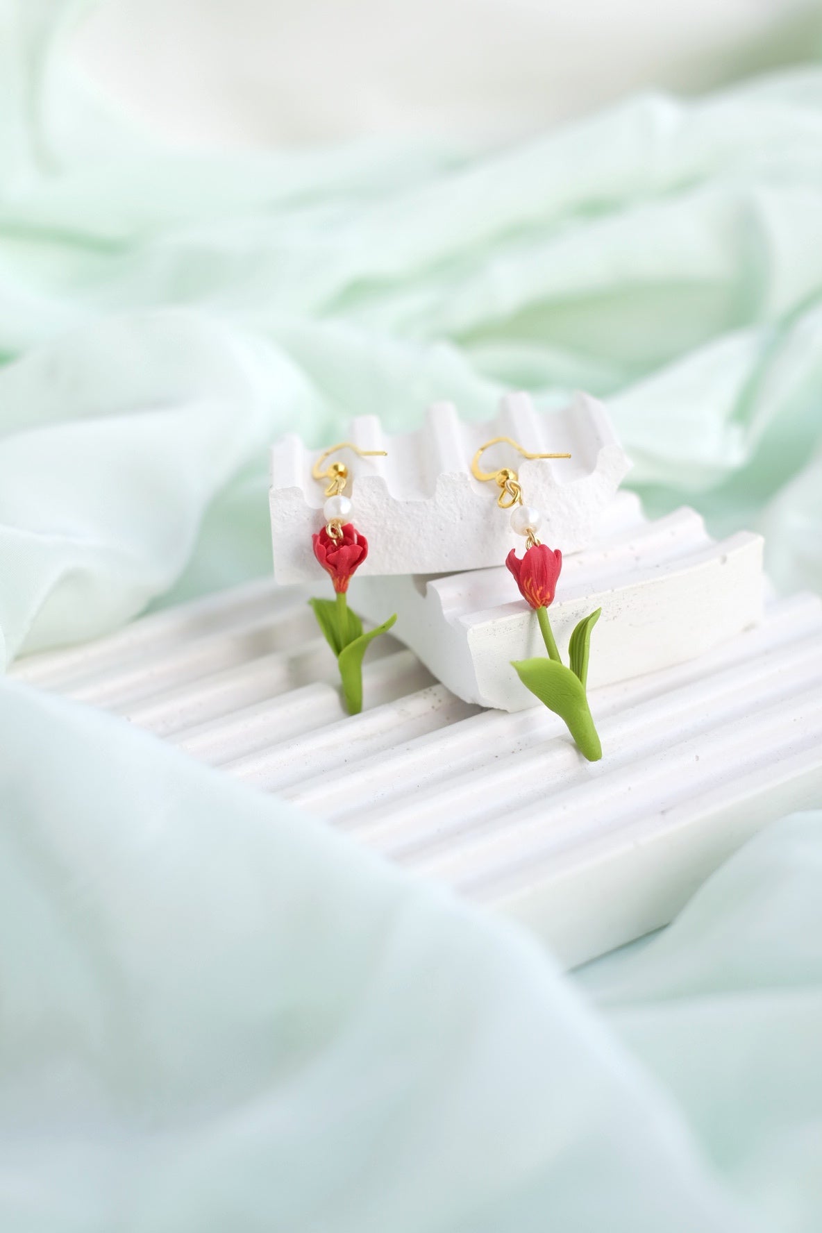 Ruby Red Tulip Earrings