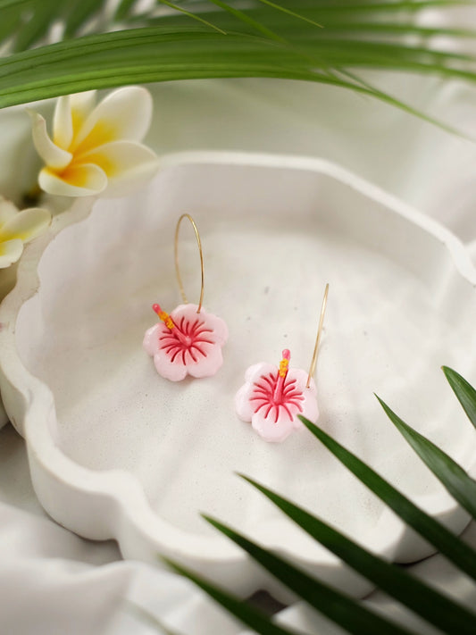 Blush Pink Hibiscus Hoops