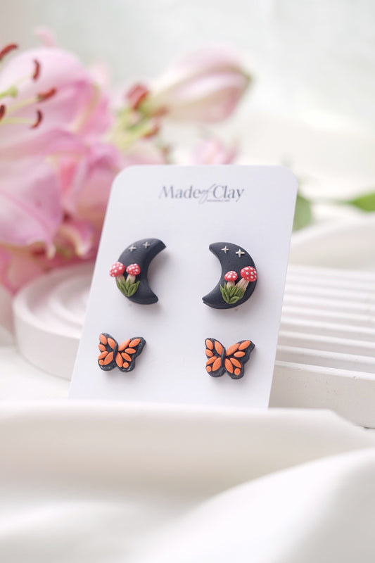 Halfmoon Mush & Butterfly Studs
