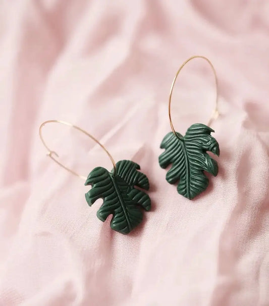 Textured Monstera Hoops