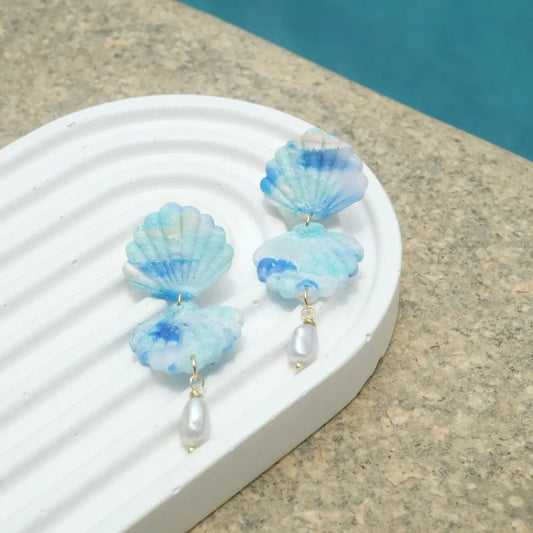 Larimar Seashell Earrings