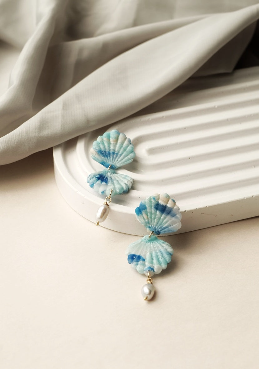 Larimar Seashell Earrings