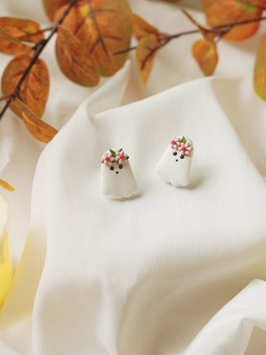 Cute Floral Ghost Studs